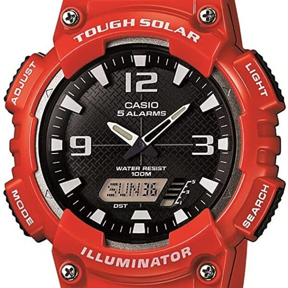 Casio Men's Solar Sport Combination Red Watch AQS810WC- 4AV - New - Picture 1 of 6